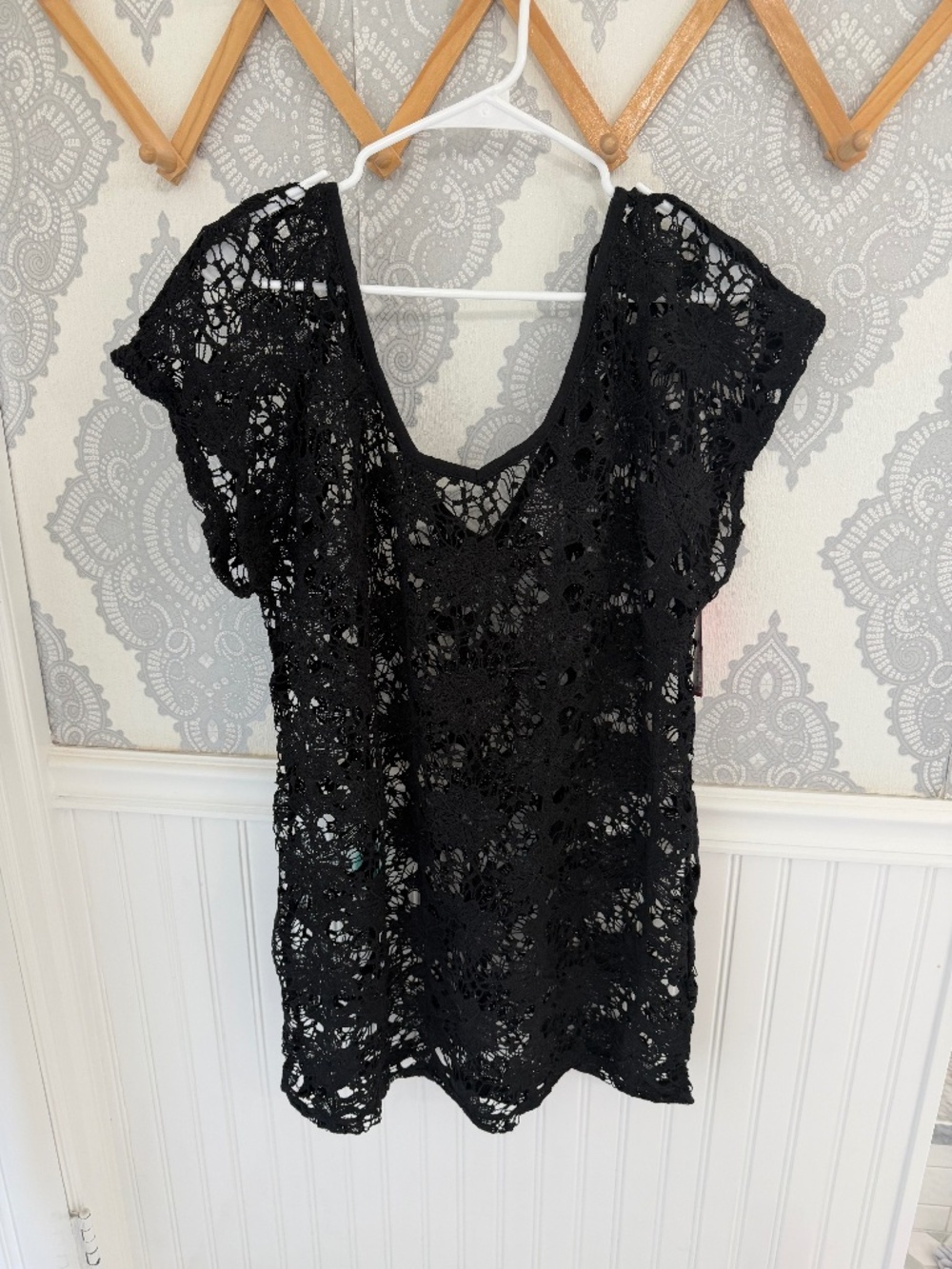 Target Black Crochet Swim Cover-Up Size Medium NWT